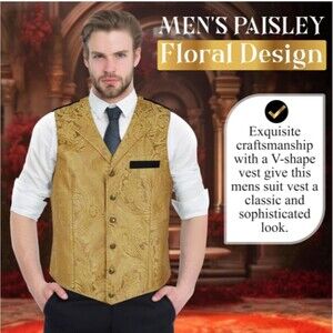 Oliver George Gold Victorian Steampunk Waistcoat Vest Size Large (44R) NWT